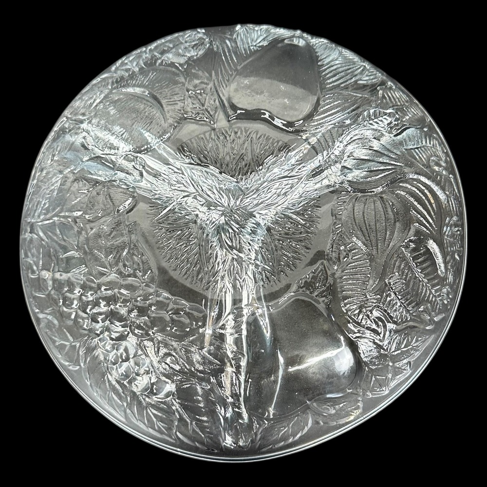 Vintage KIG Indonesia Clear Glass 3 Section Relish Dish Fruit Design 7.75 In - Picture 5 of 8